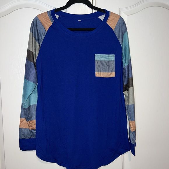 Unbranded Tops - Womens Long Sleeve Tunic Crewneck Colorblock Striped Tee Shirt Size Large NWOT